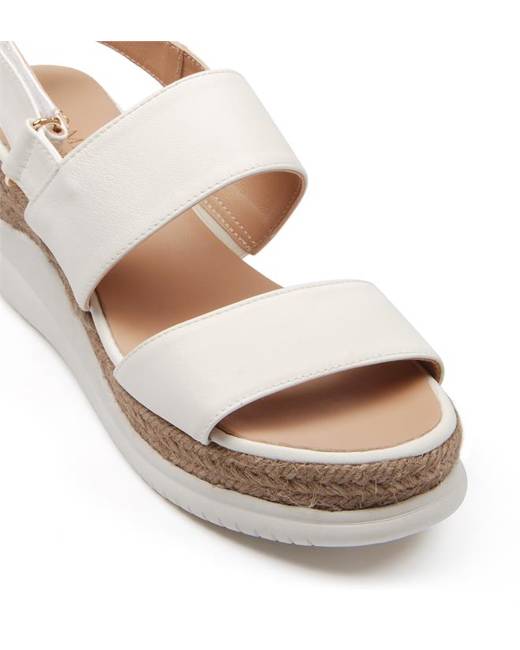 White leather deals wedge sandals