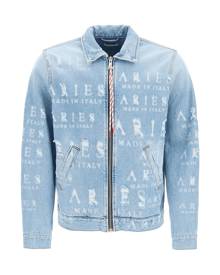 ARIES DISTRESSED LETTERING MOTIF DENIM JACKET