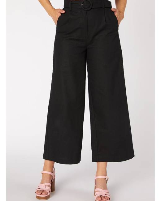 Femmes 100% Coton Pantalon Long Pantalon Jupe-Culotte Large Jambes Palazzo Pantalon Chino US 