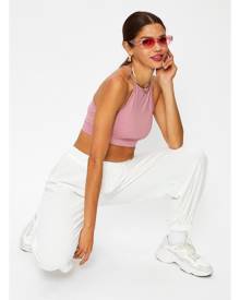 Racer Neck Sports Crop Top - Ally Fashion