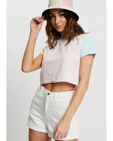 Pastel Colour Block Crop Top - Ally Fashion
