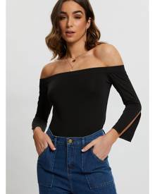 Bardot Off Shoulder Split Sleeve Top - Ally Fashion