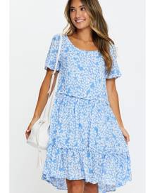 Short Sleeve Floral Print Swing Dress - Ally Fashion Short Sleeve Floral Print Swing Dress - Ally Fashion