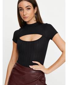 Cutout Turtleneck Bodysuit - Ally Fashion