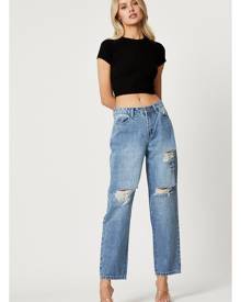 Mid Rise Boyfriend Denim Jeans - Ally Fashion