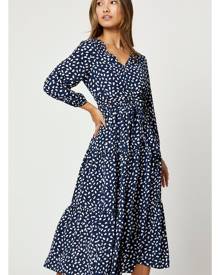 Geo Print Tiered Midi Dress - Ally Fashion