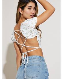 Short Sleeve Lace Up Back Top - Ally Fashion