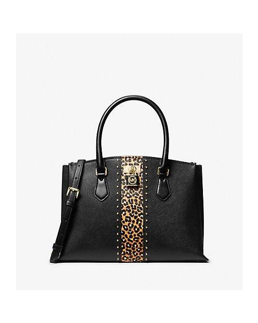 MICHAEL Michael Kors Marilyn Medium Stud Leopard Satchel Bag