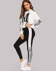 SHEIN Letter Graphic Hoodie and Leggings Set