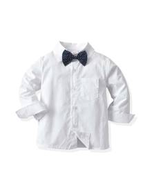 SHEIN Toddler Boys Polka Dot Bow Front Shirt