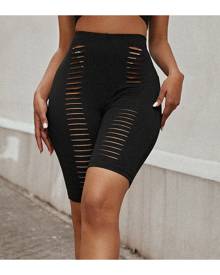 SHEIN Ripped Solid Biker Shorts