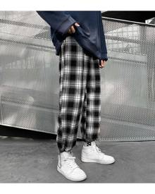 SHEIN Plaid Drawstring Cuff Pants