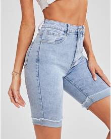 SHEIN High Waist Denim Biker Shorts