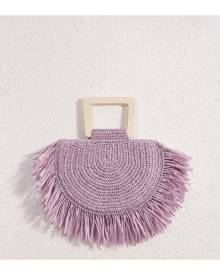 SHEIN Fringe Trim Straw Tote Bag