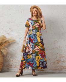 SHEIN Botanical Print Tunic Dress