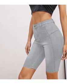 SHEIN High Waist Biker Denim Shorts