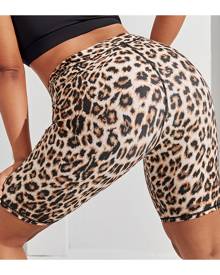 SHEIN Plus Leopard Sports Shorts Biker Shorts