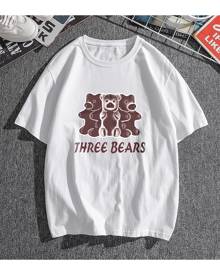 SHEIN Men Bear & Letter Print Tee