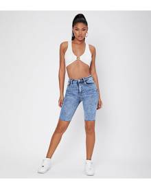 SHEIN High Waist Biker Denim Shorts