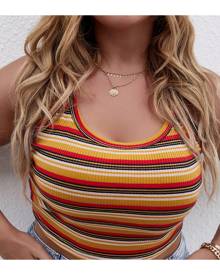 SHEIN Plus Striped Print Crop Cami Top