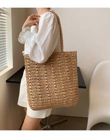 SHEIN Minimalist Straw Tote Bag