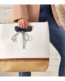 SHEIN Straw Panel Tote Bag