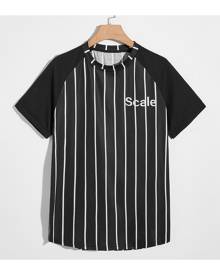 SHEIN Men Letter & Striped Print Tee