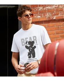 SHEIN Men Letter & Bear Print Tee