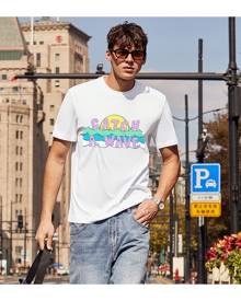 SHEIN Men Letter & Sun Print Tee