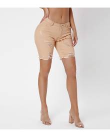 SHEIN Ripped Raw Hem Denim Biker Shorts