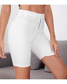 SHEIN High Waist Biker Denim Shorts