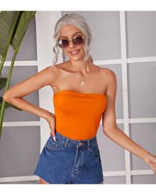 SHEIN Neon Orange Solid Tube Top