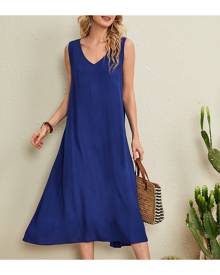 SHEIN Solid V-neck Tank Dress