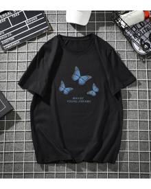 SHEIN Men Letter & Butterfly Print Tee