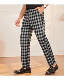 SHEIN Men Plaid Tailored Pants