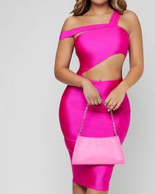 SHEIN Neon Pink Asymmetrical Neck Cut Out Bodycon Dress