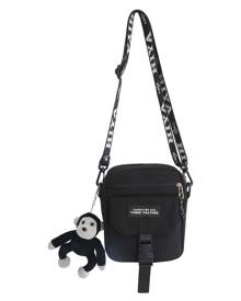 SHEIN Men Doll Decor Letter Patch Crossbody Bag