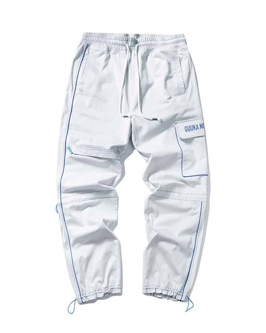 men letter graphic flap pocket cargo pants