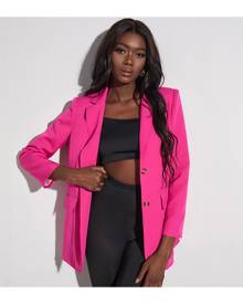 SHEIN Neon Pink Button Front Blazer