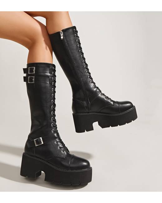 Alueeu New Arch Support Boots Womens Leather Comfortable Fashion Side Zipper Platform Wedge Booties Casual Shoes
