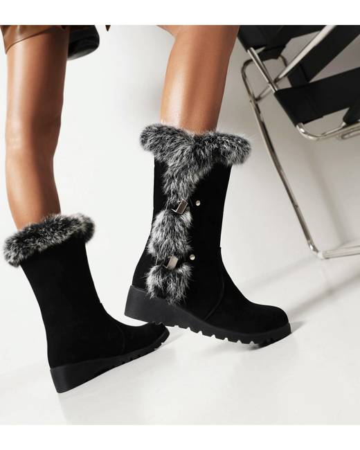 Sacherron Tech Short Bootie Ladies Winter Shoes Flock Warm Boots Snow Boots for Women 