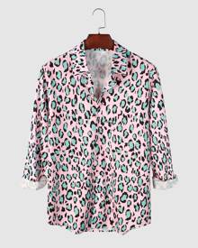 SHEIN Men All Over Print Button Up Shirt