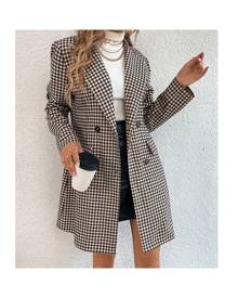 SHEIN Gingham Print Flap Detail Blazer