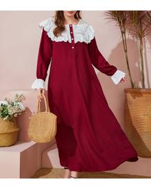 SHEIN Eyelet Embroidery Flounce Sleeve Tunic Dress