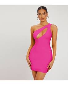 SHEIN Neon Orange One Shoulder Cut Out Bodycon Dress