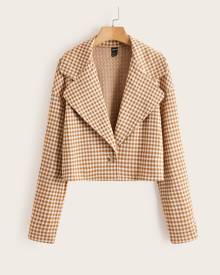 SHEIN Gingham Print Drop Shoulder Blazer