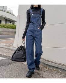 SHEIN Slant Pocket Denim Overalls