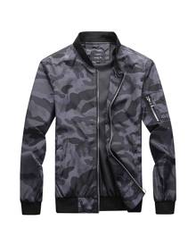 SHEIN Men Camo Print Zip Up Jacket