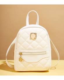 SHEIN Quilted Embossed Metallic Decor Classic Backpack