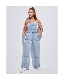 SHEIN Wide Leg Denim Overalls